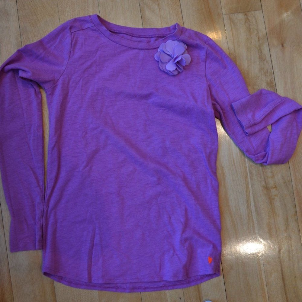 Crewcuts MILES OF SMILES Girls (12) Purple Long Sleeve with Flower Decoration
